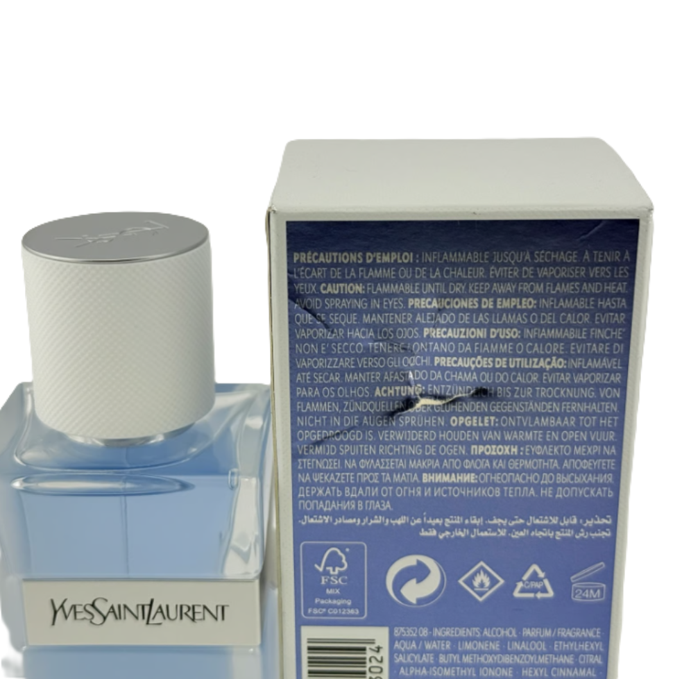 Y by Yves Saint Laurent for Men 2.0 oz Eau Fraîche Spray | New Bottle, Damaged Box