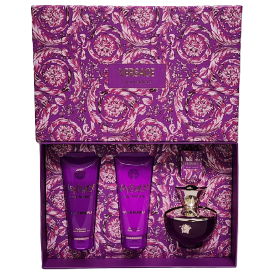 Versace Dylan Purple for Women 4-Piece Gift Set | EDP + Mini + Body Lotion + Shower Gel
