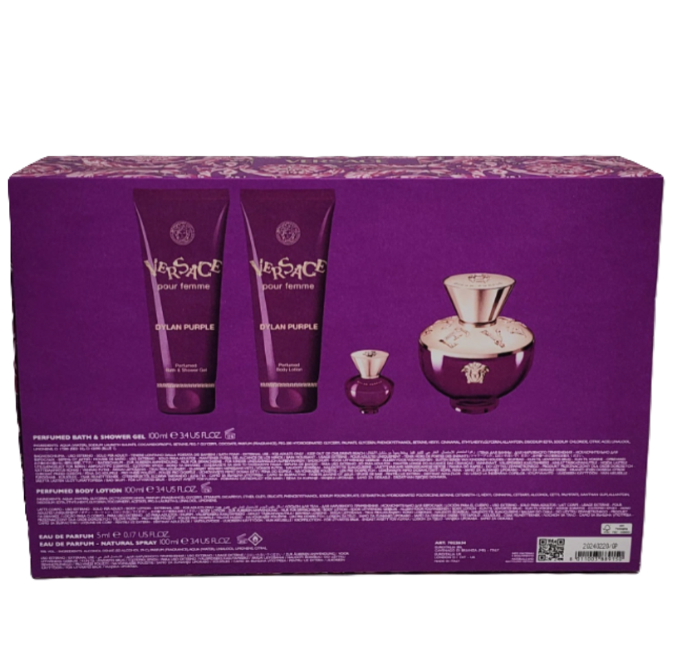 Versace Dylan Purple for Women 4-Piece Gift Set | EDP + Mini + Body Lotion + Shower Gel