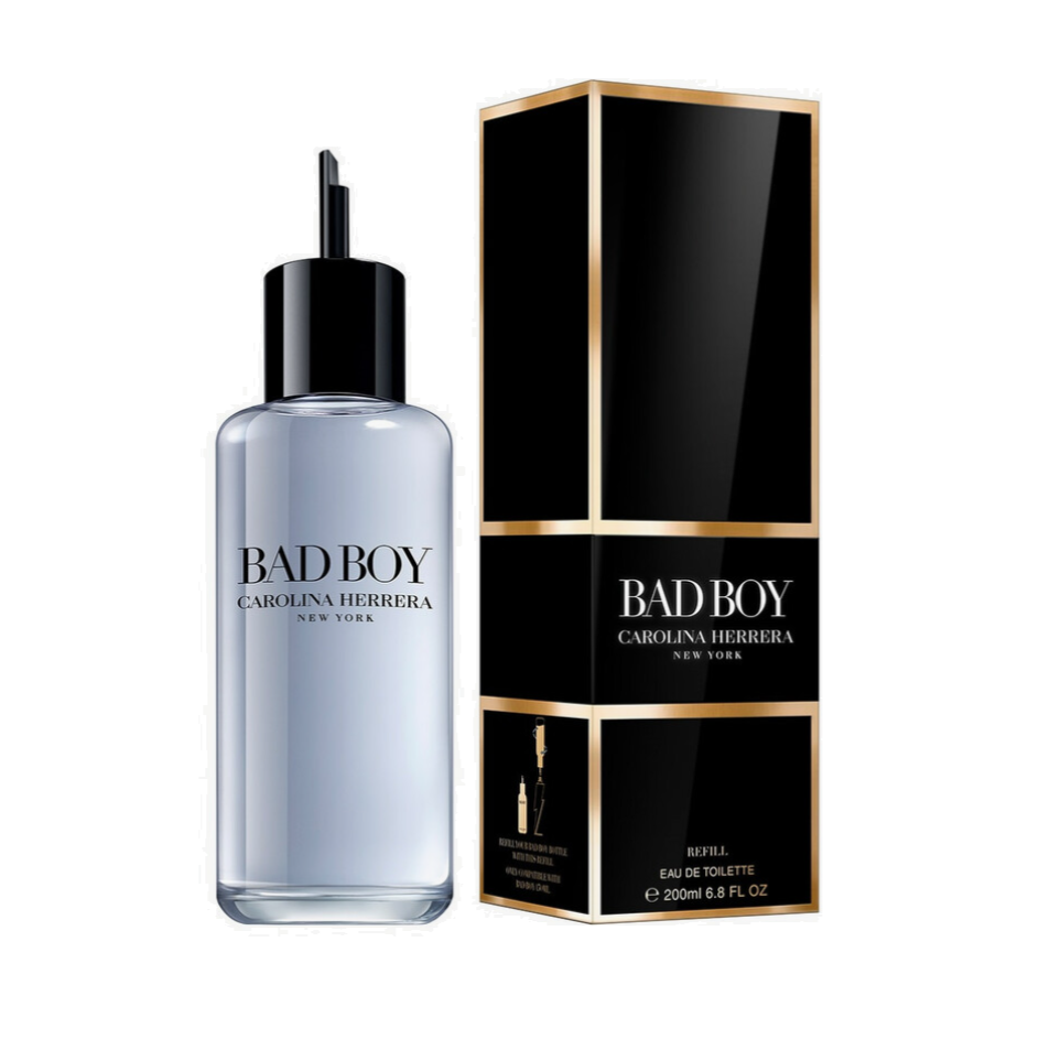 ⚡ RARE FORMAT: Bad Boy by Carolina Herrera for Men 6.8 fl.oz / 200 ml Eau de Toilette REFILL | Not a Spray | Brand New Cellophane Sealed Box | Hard to Find Large Refill Format