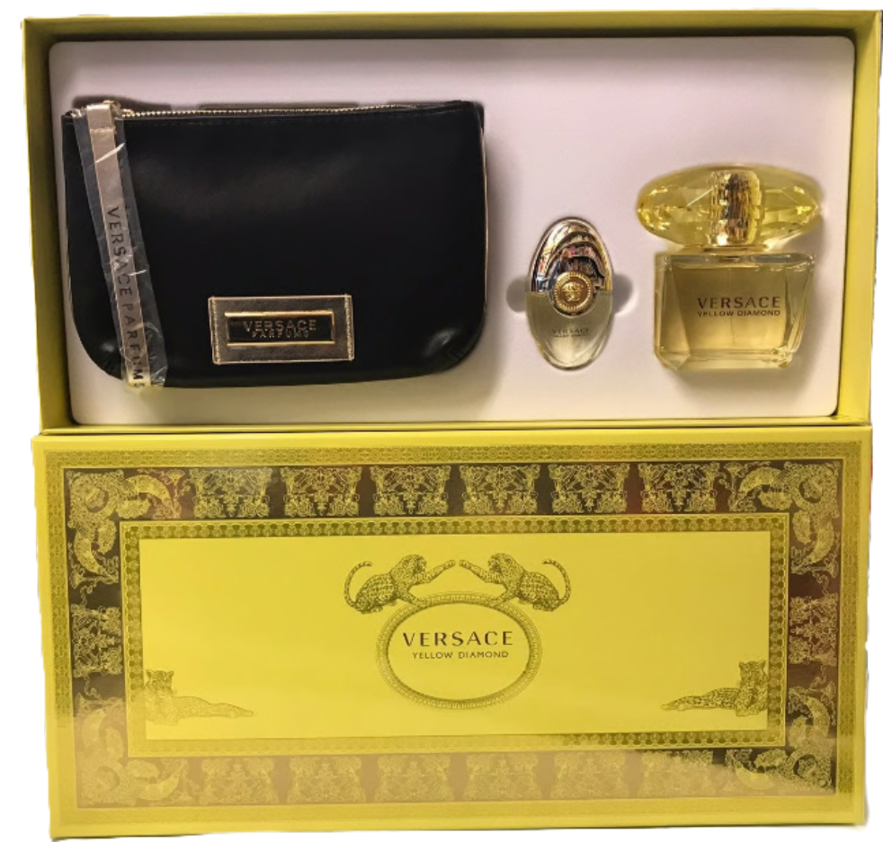 🟡 RARE VINTAGE: Versace Yellow Diamond EDT for Women | 5 Options | Mini Splash + 1.7 oz + 3.0 oz Tester + 3.0 oz Sealed + 3-Piece Set w/ Zipper Pouch | Vintage Classic Formula | 2011