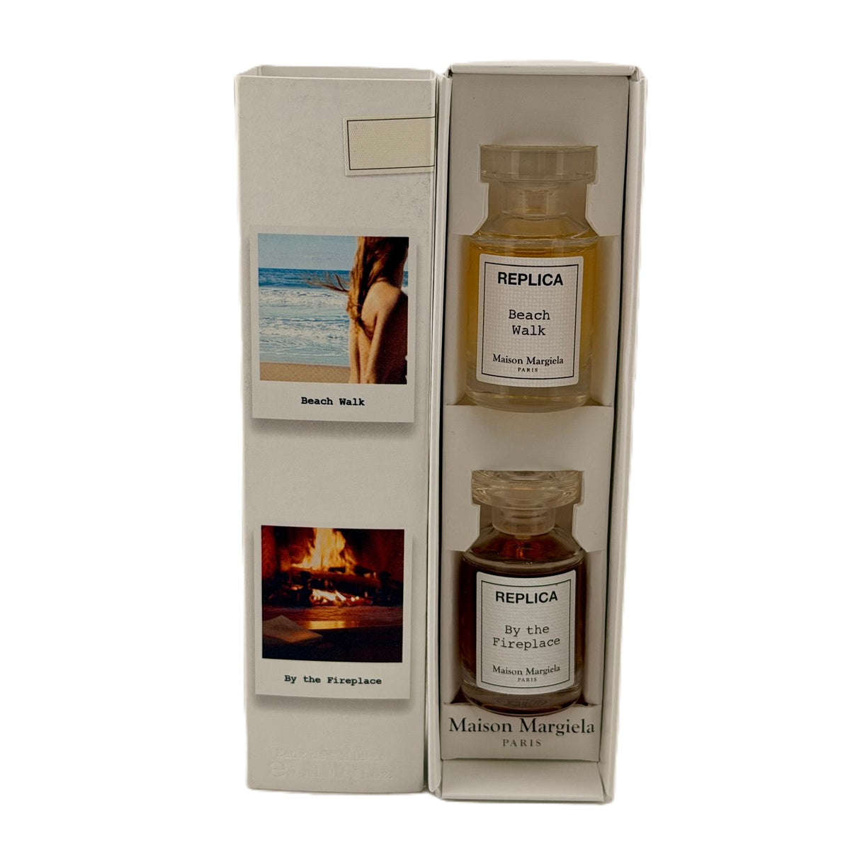 Replica by Maison Margiela | 2-Piece Mini Set | Beach Walk + By the Fireplace | 0.2 oz / 7 ml EDT Splash Each | Unisex | Launched 2013 & 2015 | Ships from US