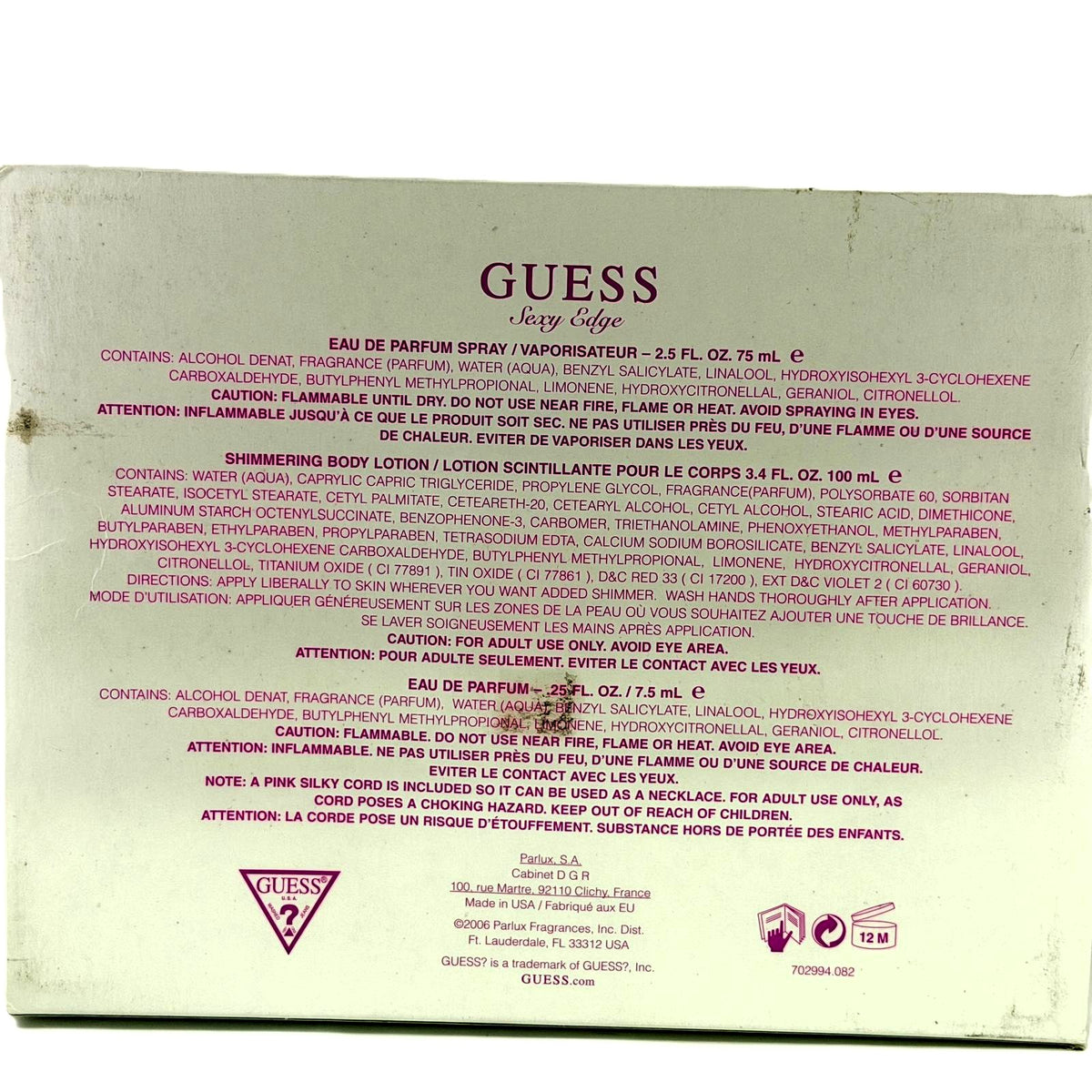 Guess by Guess Women's Sexy Edge 3-Piece Set - 75 ml EDP, 7.5 ml Mini & 100 ml Shimmering Lotion