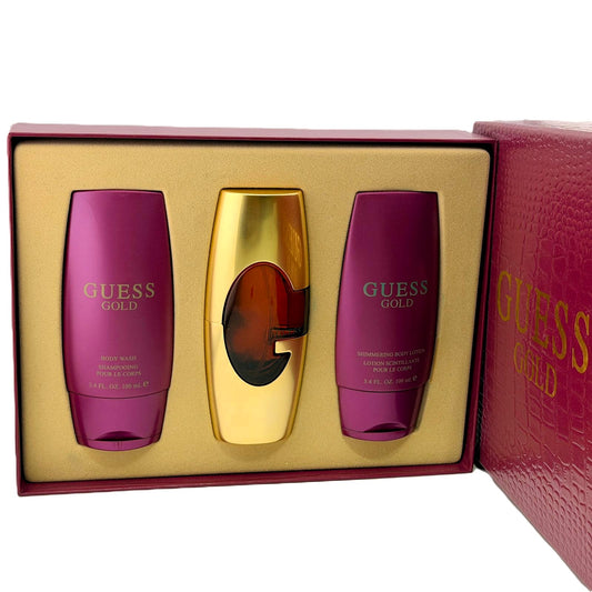 Guess Gold by Guess Women's 3-Piece Set - 75 ml EDP, 100 ml Shimmering Lotion & 100 ml Body Wash