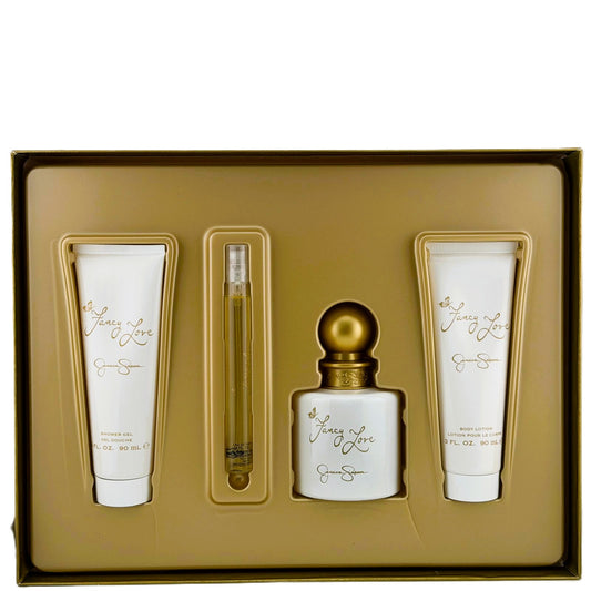 Fancy Love by Jessica Simpson for Women 4-Piece Set | 100 ml EDP + 10 ml Spray + 90 ml Lotion + 90 ml Gel