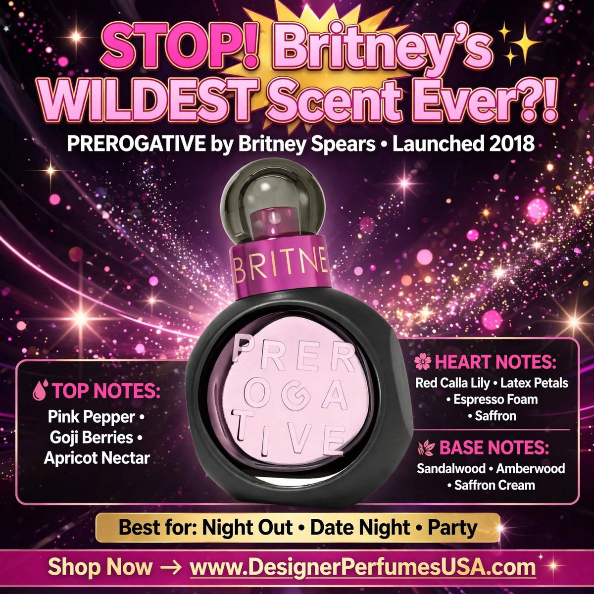 Prerogative by Britney Spears EDP for Women | 3 Sizes | 1.0 oz, 1.7 oz & 3.3 oz | Rare Discontinued 2008 | Dark Oriental Floral | Elizabeth Arden | Ships from US