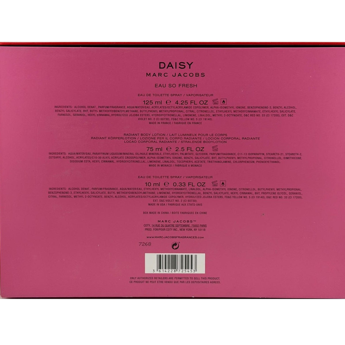 Daisy Eau So Fresh by Marc Jacobs for Women 3-Piece Set | 125 ml EDT + 10 ml Travel Spray + 75 ml Body Lotion