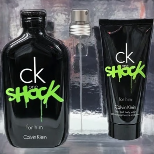 CK One Shock by Calvin Klein for Men 2 Piece Set Includes: 6.7 oz Eau de Toilette Spray + 3.4 oz Body Wash