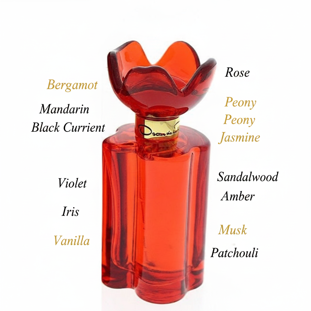 Oscar de la Renta Ruby Velvet Eau de Toilette – Ruby Red Bottle with Fragrance Notes