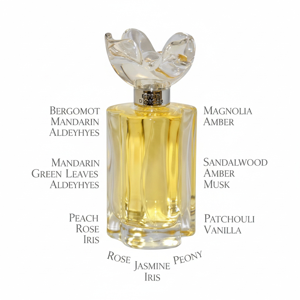 Oscar de la Renta Esprit D'Oscar Eau de Parfum – Clear Bottle with Fragrance Notes